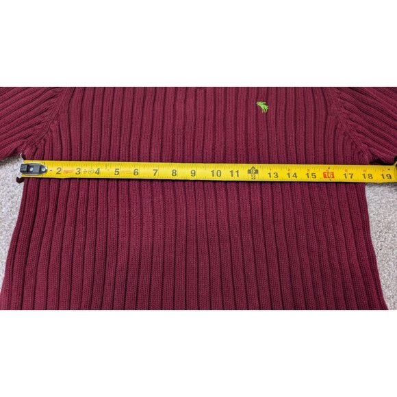 Abercrombie & Fitch Mens Muscle Sweater Large Burgundy Ribbed Y2K Preppy V-Neck - Picture 4 of 8